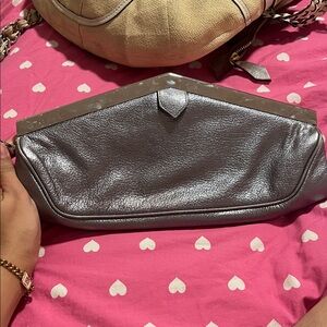 Versace Metallic Silver Clutch